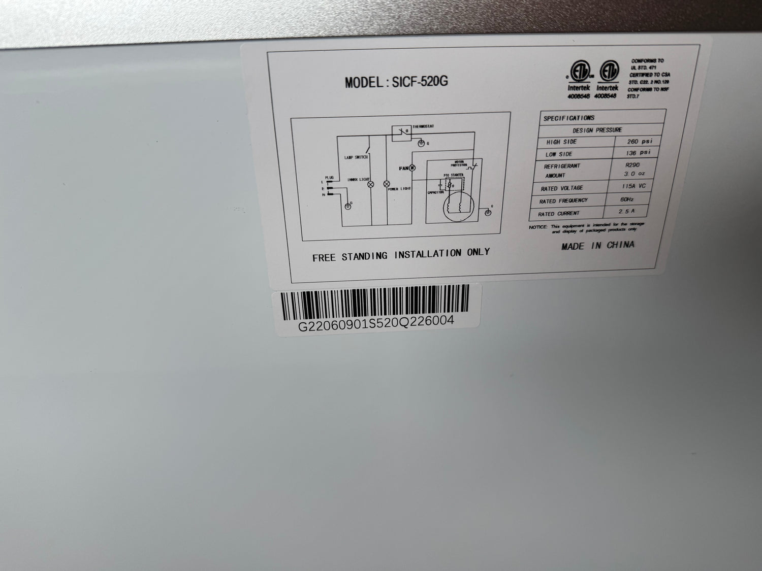 SFE Ice Cream Display Freezer 60”