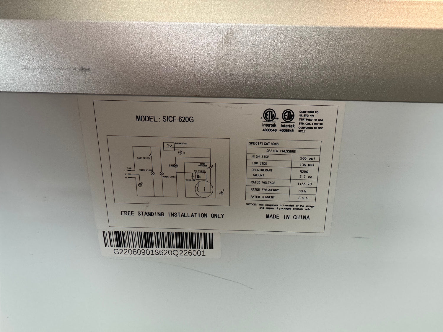 SFE Display Freezer 72”