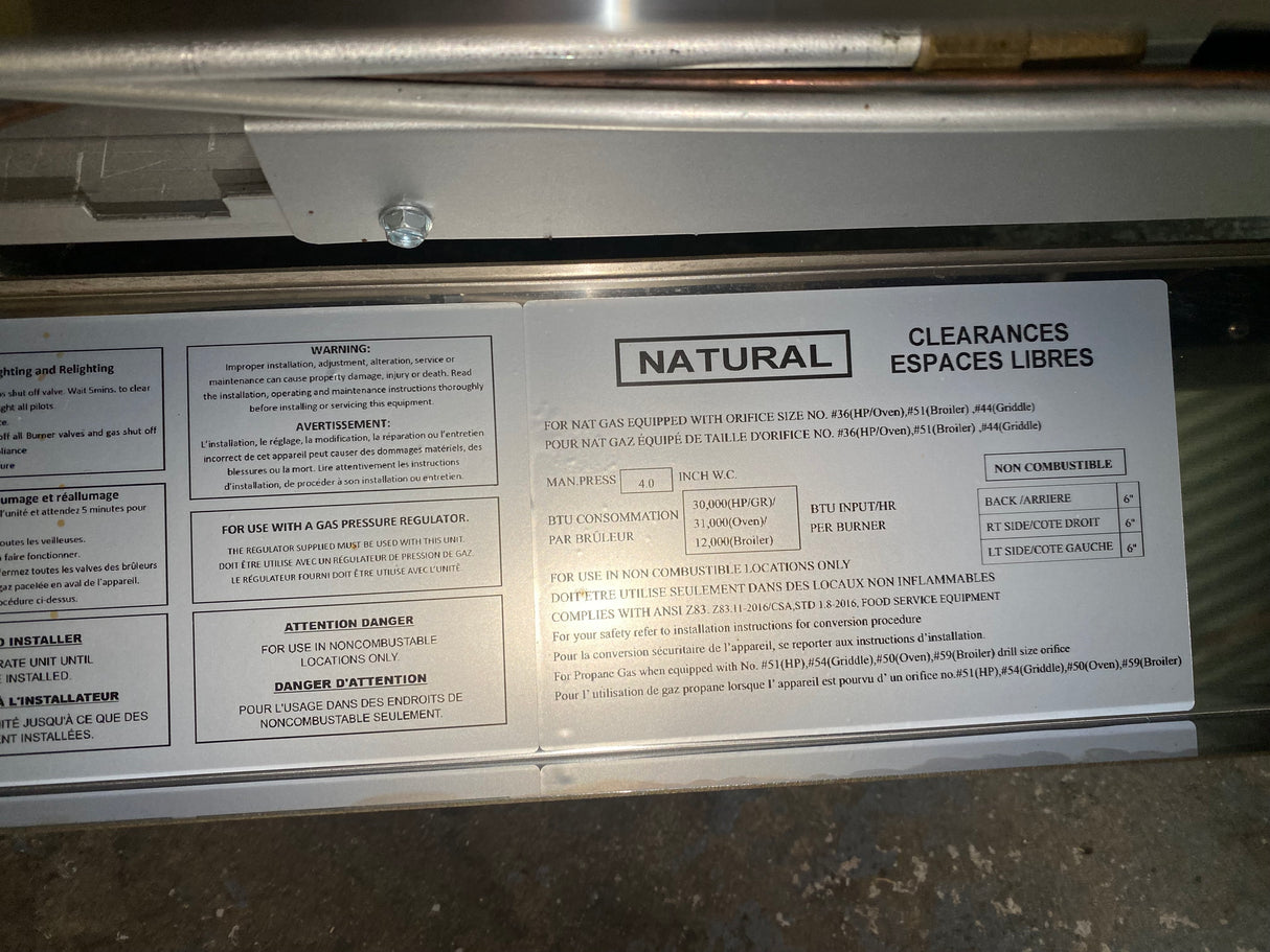 Natural Gas 2 Burner 24” Flat Grill with Full Size Combi Oven