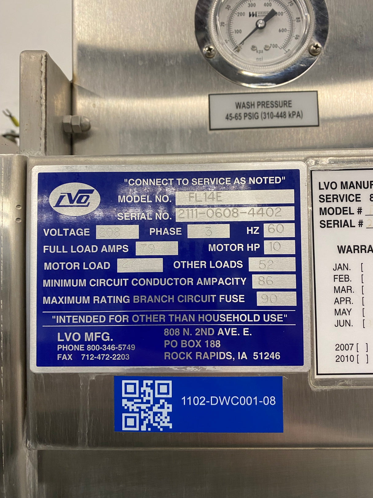 LVO FL14E Electric Front Load Pot Washer