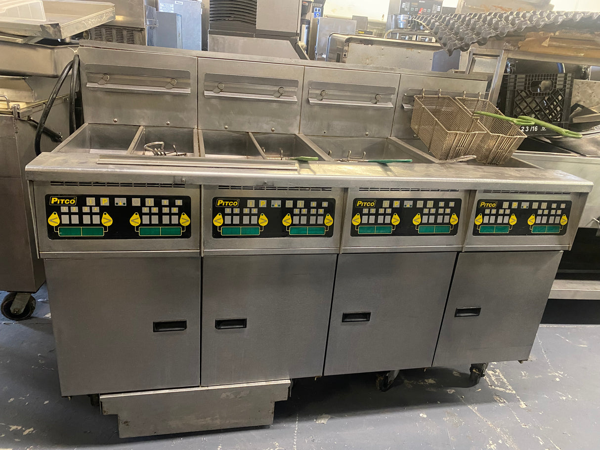 Pitco M62 Four Compartment Natural Gas Fryer with Filtration