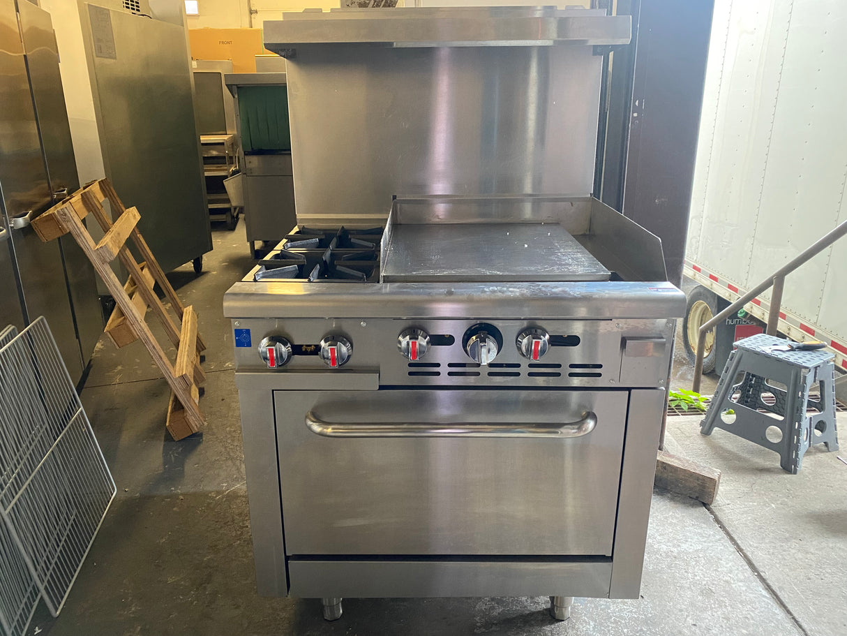 Natural Gas 2 Burner 24” Flat Grill with Full Size Combi Oven