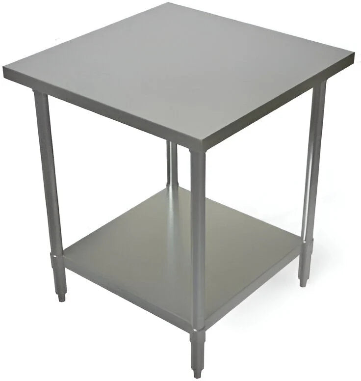 Compact 36-inch stainless steel work table with adjustable undershelf