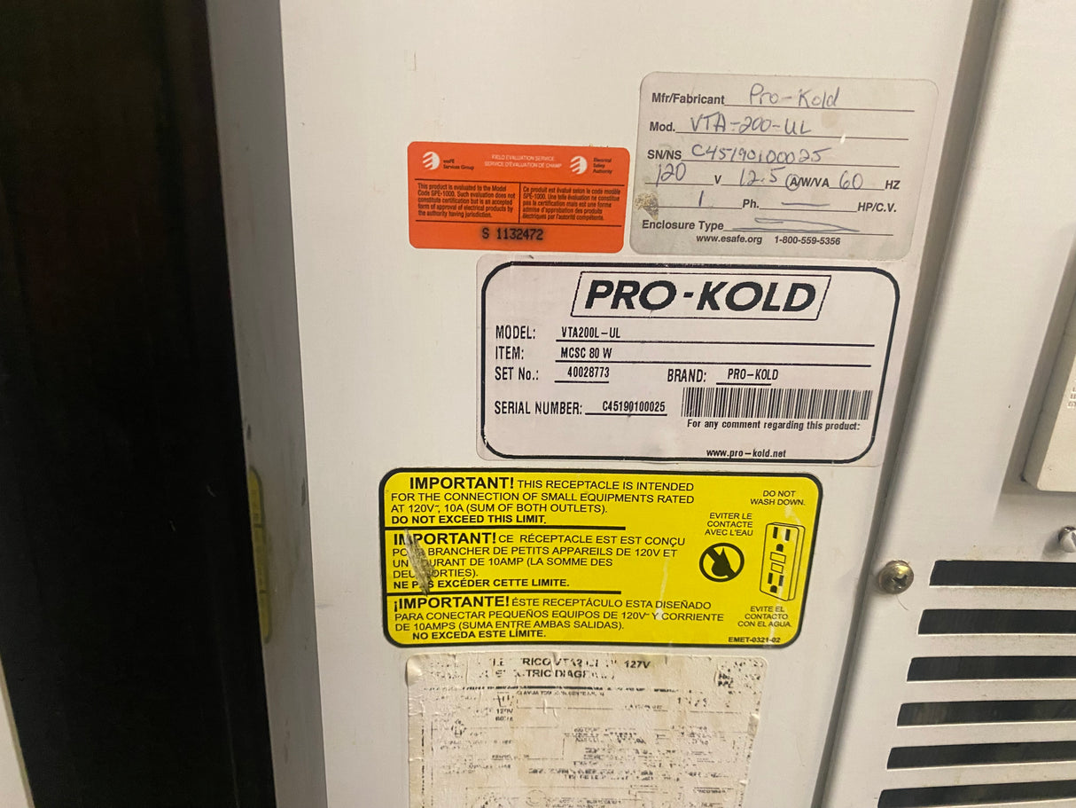 78” Pro-Kold VTA200L-UL Meat Cooler