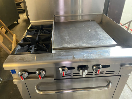 Natural Gas 2 Burner 24” Flat Grill with Full Size Combi Oven
