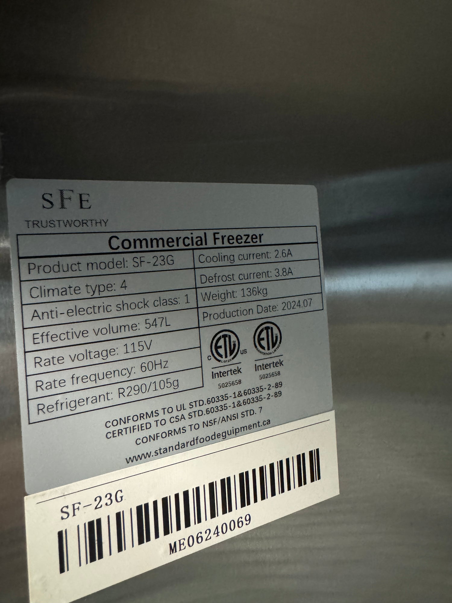 Commercial upright freezer with heated anti-fog glass door for high visibility