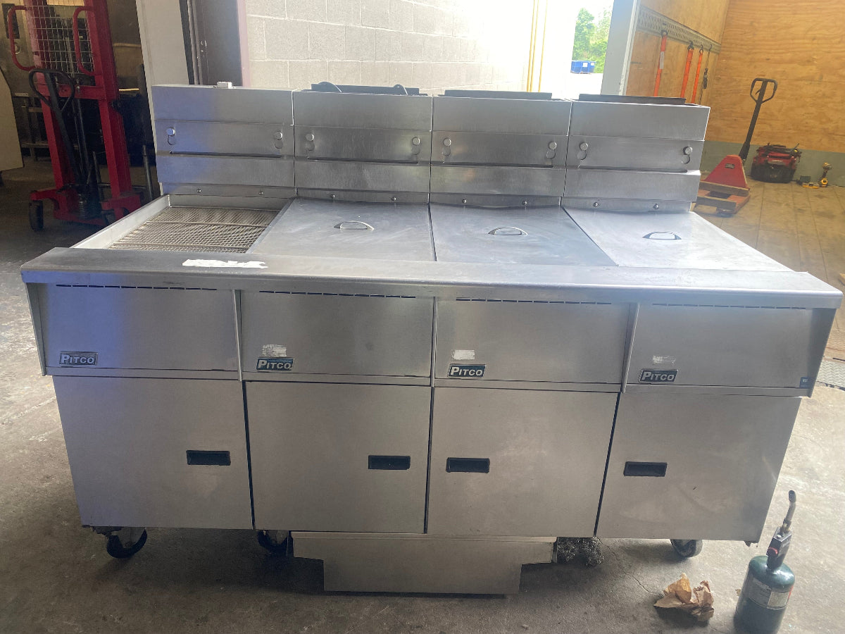 Pitco SG14-JS Solstice gas fryer battery with dump station and filter
